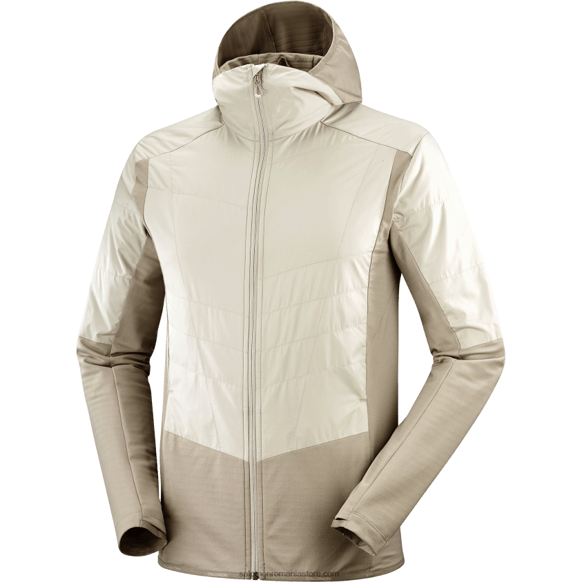 Salomon caju prăjit/plaza taupe jachetă pentru bărbați cu strat intermediar cu glugă - contur hibrid all season 6D8X2J558