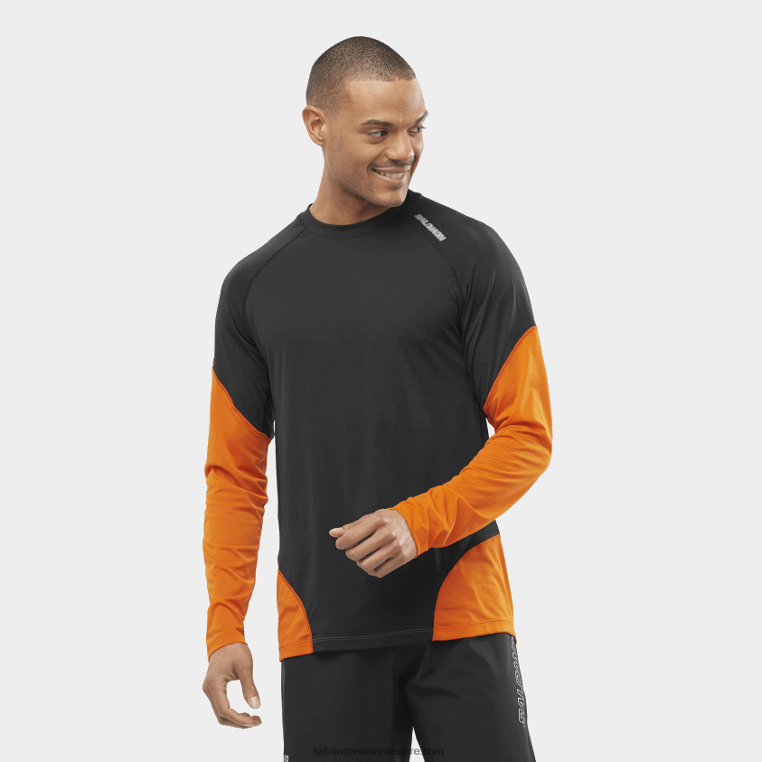 Salomon negru adânc/ibis stacojiu/nocturne tricou bărbați cu mânecă lungă - cross run 6D8X2J540