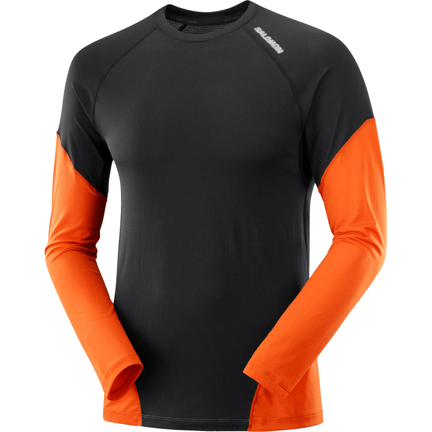Salomon negru adânc/ibis stacojiu/nocturne tricou bărbați cu mânecă lungă - cross run 6D8X2J540