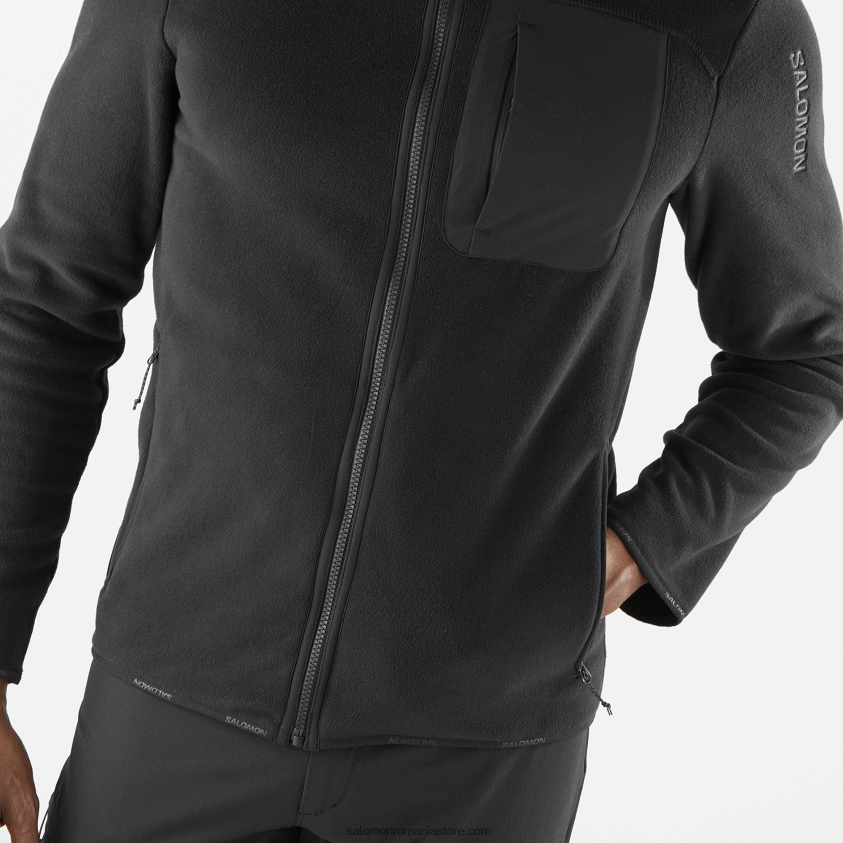 Salomon negru adânc jachetă pentru bărbați cu fermoar întreg strat intermediar - outline polartec 6D8X2J535