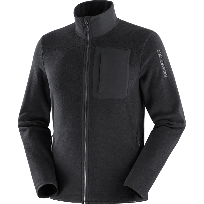 Salomon negru adânc jachetă pentru bărbați cu fermoar întreg strat intermediar - outline polartec 6D8X2J535