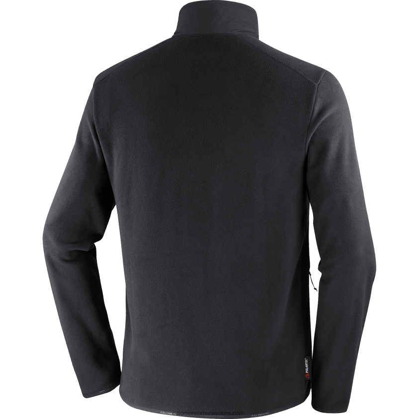 Salomon negru adânc jachetă pentru bărbați cu fermoar întreg strat intermediar - outline polartec 6D8X2J535