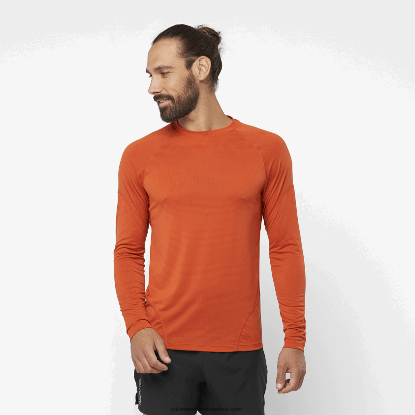 Salomon ocru ars tricou bărbați cu mânecă lungă - cross run 6D8X2J536