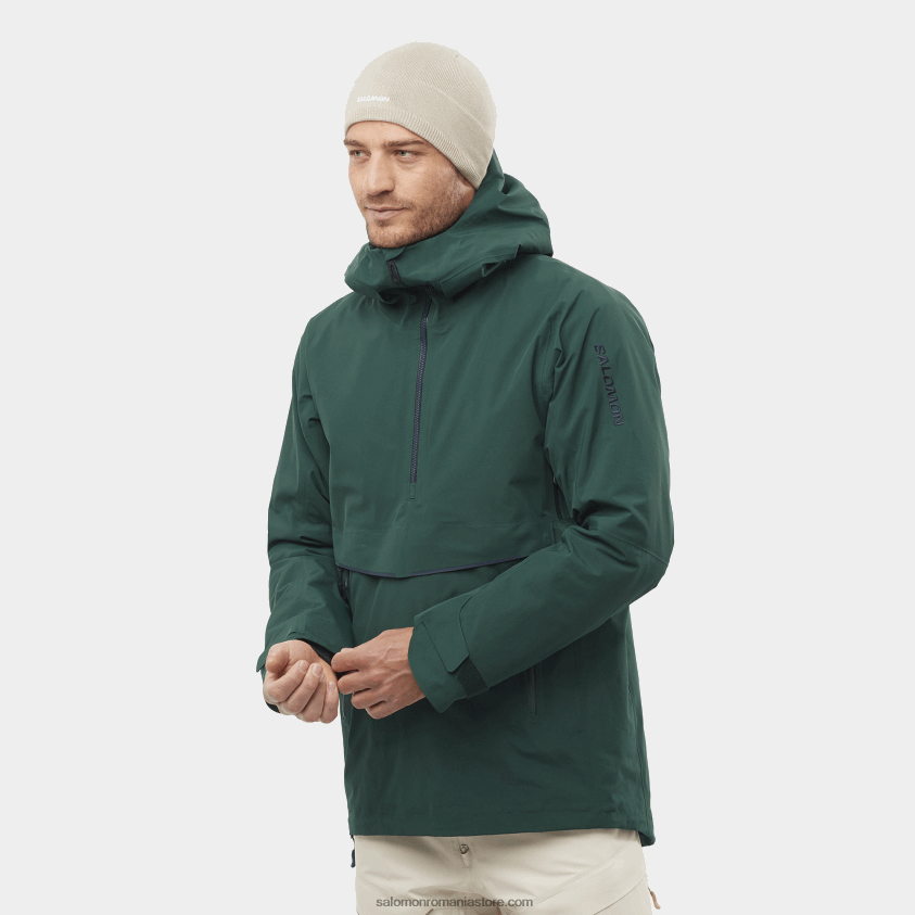 Salomon pin ponderosa/cer de noapte jachetă cu glugă izolată pentru bărbați - anorac gravity gore-tex 6D8X2J557
