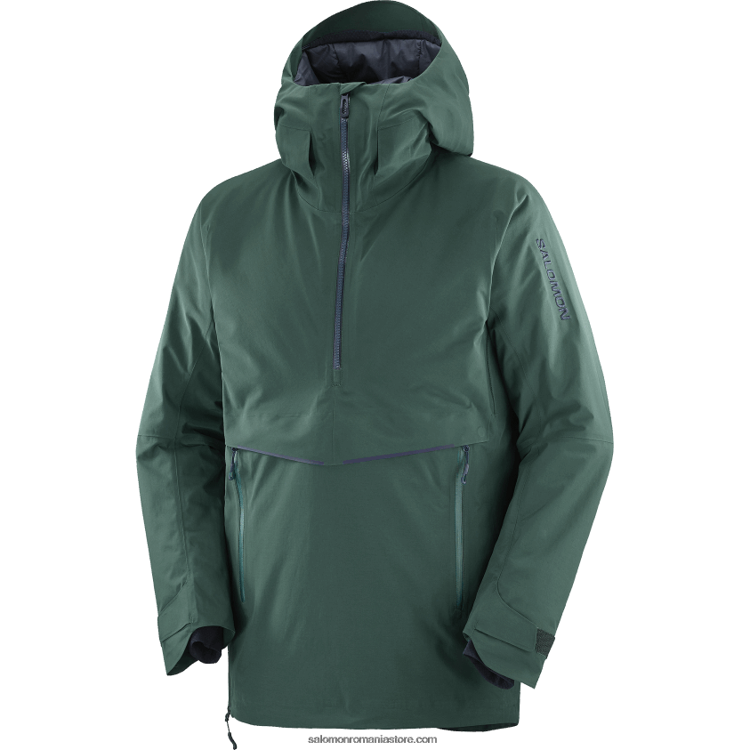 Salomon pin ponderosa/cer de noapte jachetă cu glugă izolată pentru bărbați - anorac gravity gore-tex 6D8X2J557