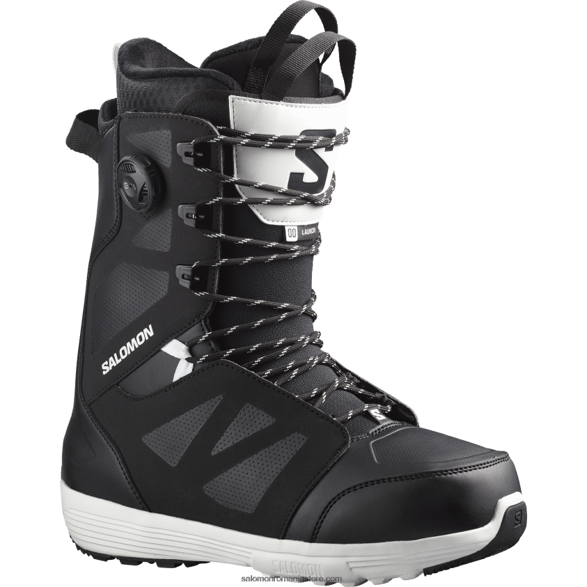 Salomon alb negru cizme snowboard barbati - launch lace sj boa 6D8X2J597