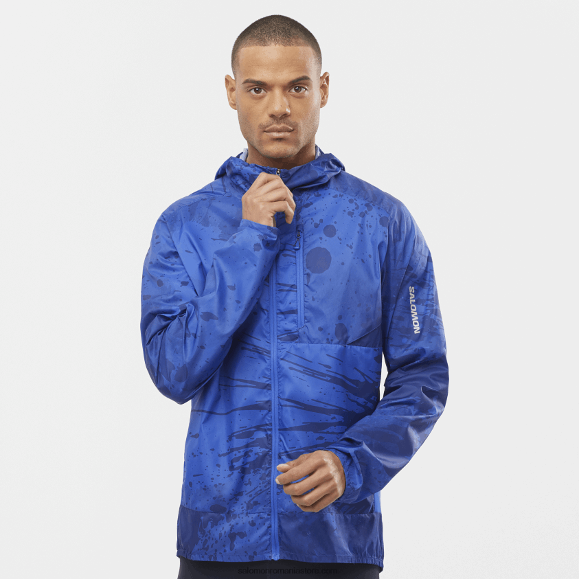 Salomon albastru nautic/ao/marin bujor jachetă de vânt pentru bărbați - bonatti cross wind 6D8X2J1097