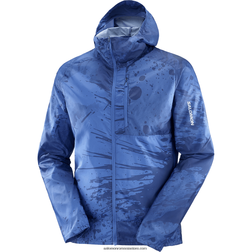 Salomon albastru nautic/ao/marin bujor jachetă de vânt pentru bărbați - bonatti cross wind 6D8X2J1097