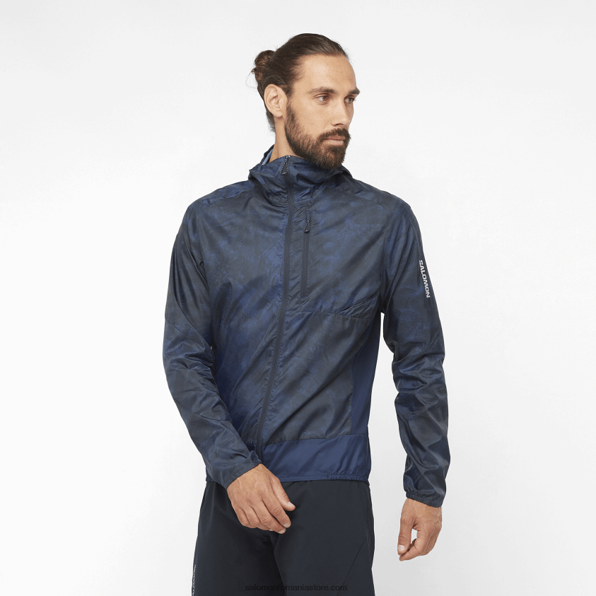 Salomon bleumarin iris/ao/negru adânc jachetă de vânt pentru bărbați - bonatti cross wind 6D8X2J1093