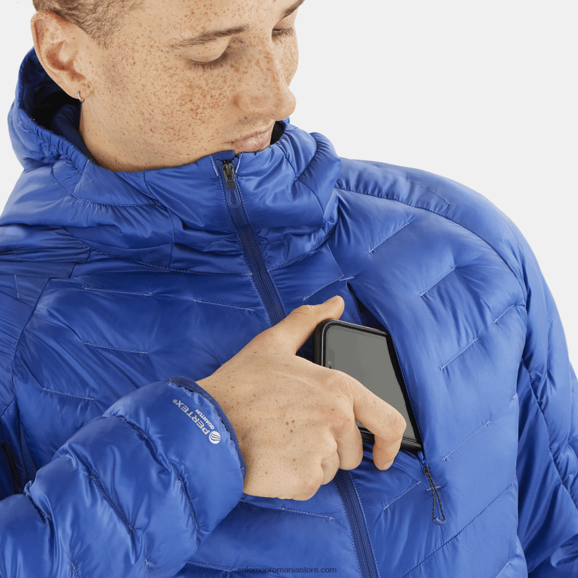 Salomon bujor albastru nautic/marin jachetă izolată bărbați cu glugă - contur primaloft 6D8X2J1089
