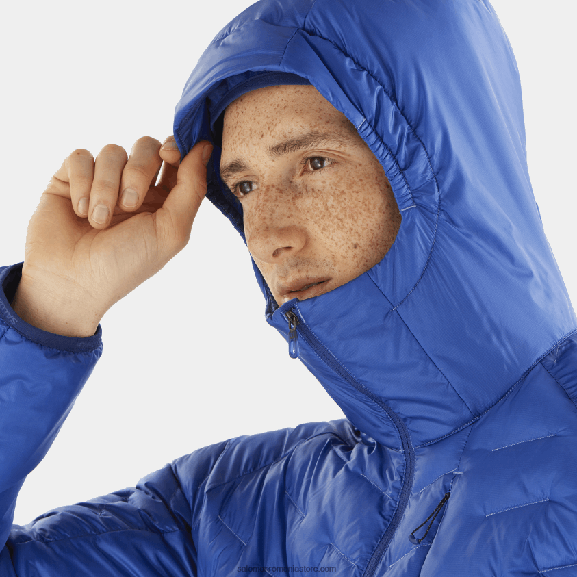 Salomon bujor albastru nautic/marin jachetă izolată bărbați cu glugă - contur primaloft 6D8X2J1089