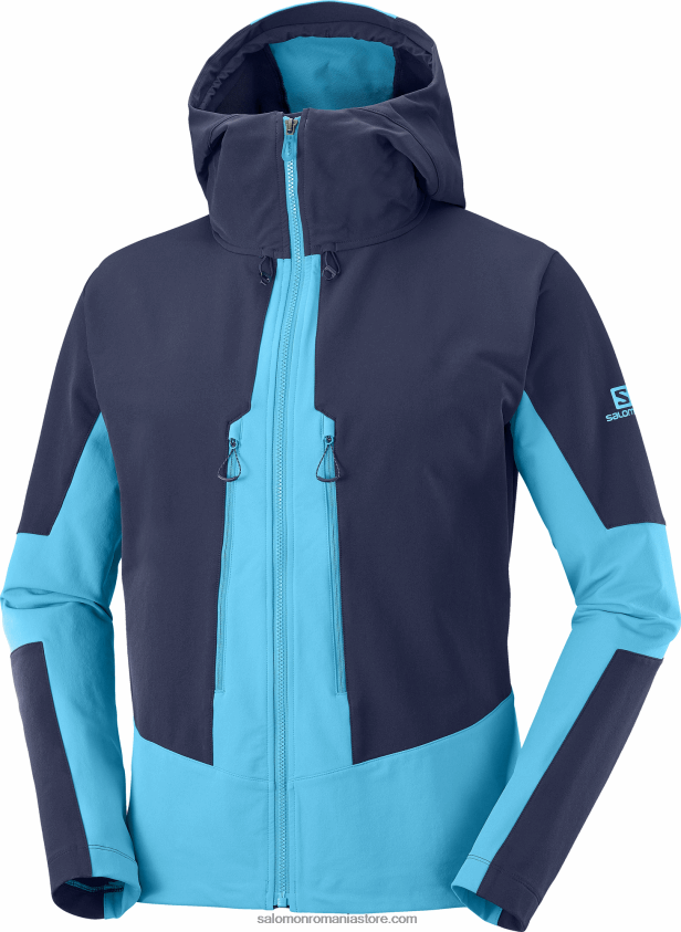 Salomon cer de noapte/barieră de recif jachetă pentru bărbați cu fermoar integral - softshell outpeak 6D8X2J1109