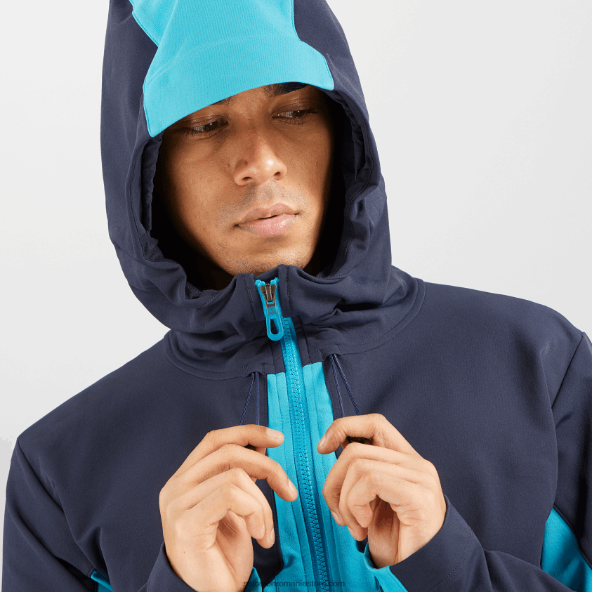 Salomon cer de noapte/barieră de recif jachetă pentru bărbați cu fermoar integral - softshell outpeak 6D8X2J1109