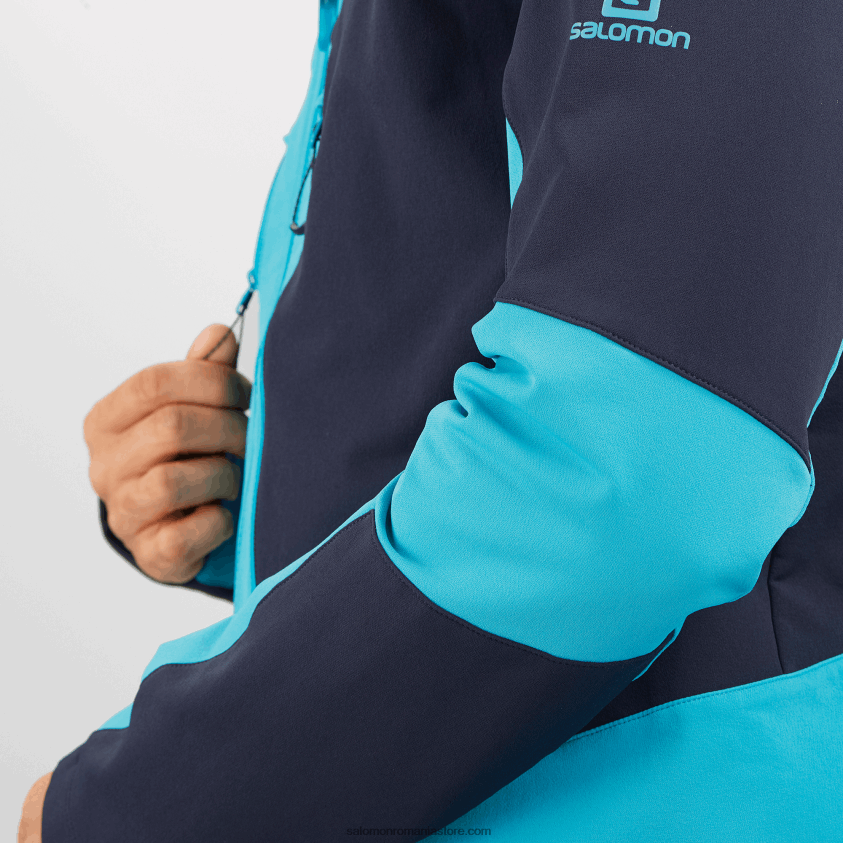 Salomon cer de noapte/barieră de recif jachetă pentru bărbați cu fermoar integral - softshell outpeak 6D8X2J1109