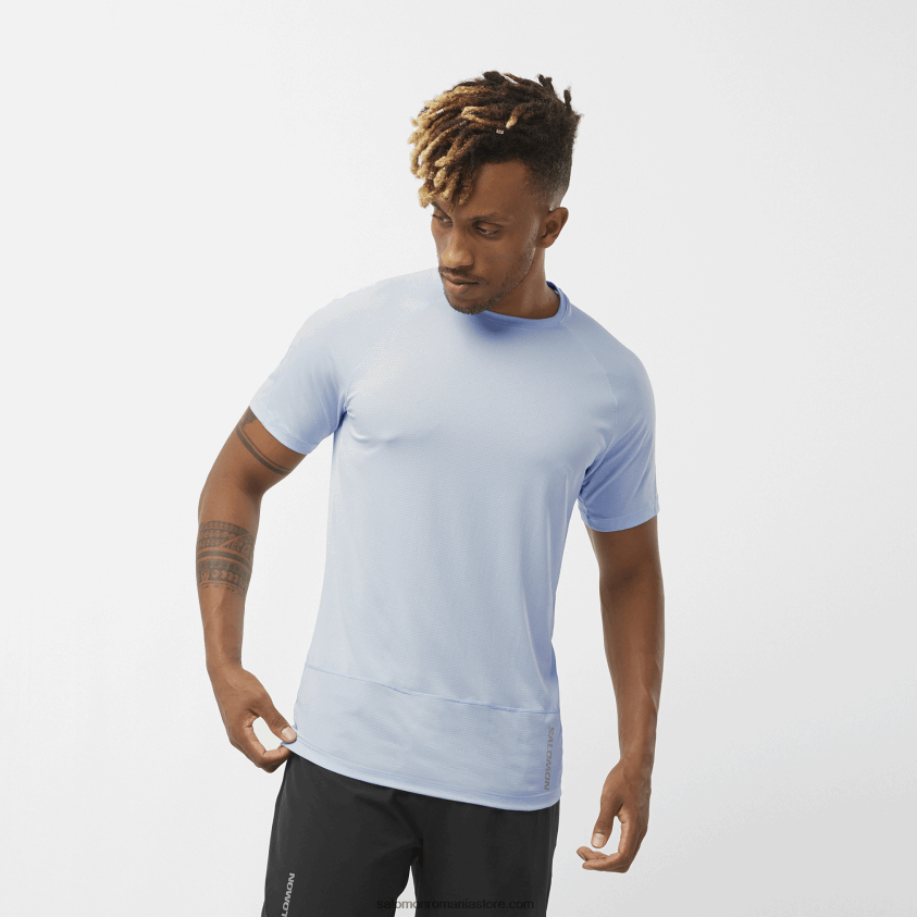 Salomon albastru chambray/hether tricou bărbați cu mânecă scurtă - cross run 6D8X2J235
