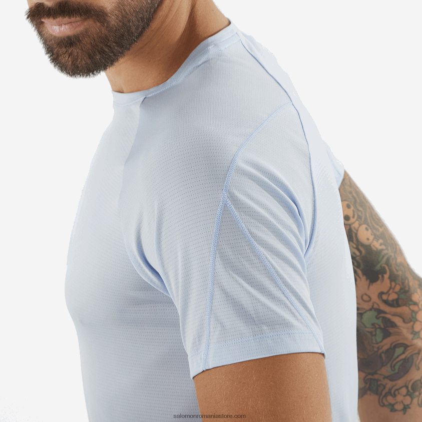 Salomon albastru chambray/hether tricou bărbați cu mânecă scurtă - cross run 6D8X2J235