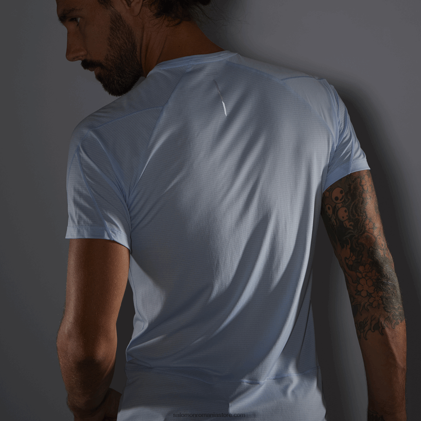 Salomon albastru chambray/hether tricou bărbați cu mânecă scurtă - cross run 6D8X2J235
