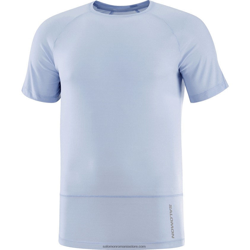 Salomon albastru chambray/hether tricou bărbați cu mânecă scurtă - cross run 6D8X2J235