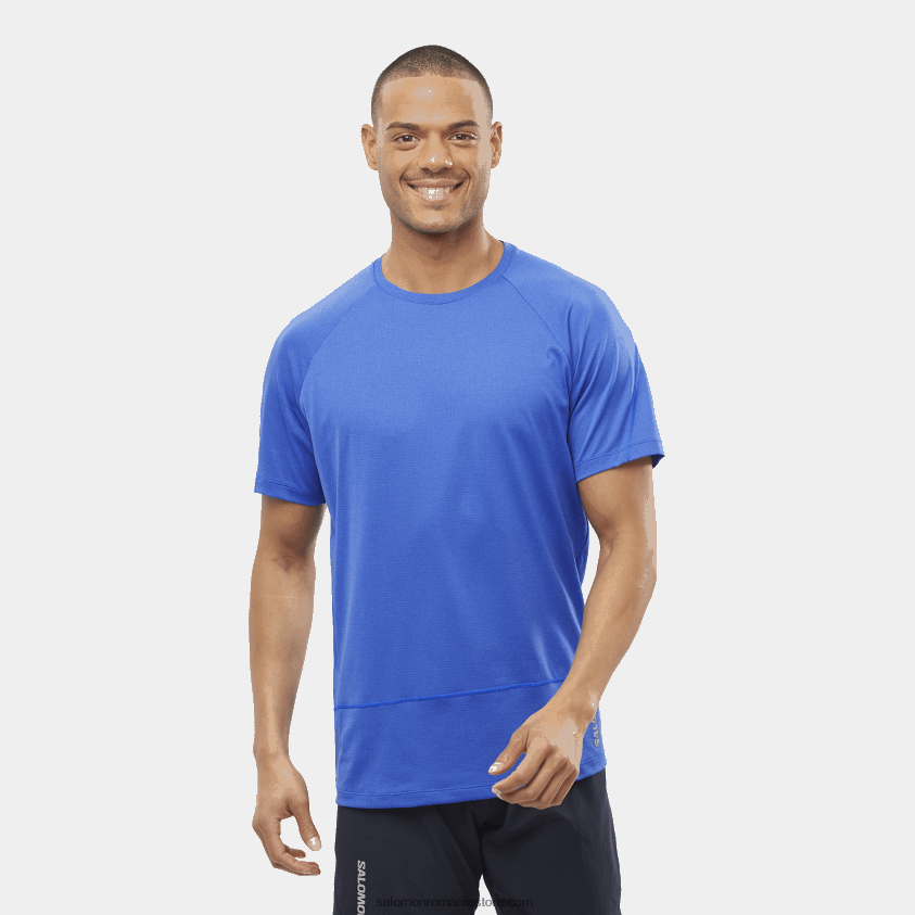 Salomon albastru nautic tricou bărbați cu mânecă scurtă - cross run 6D8X2J240