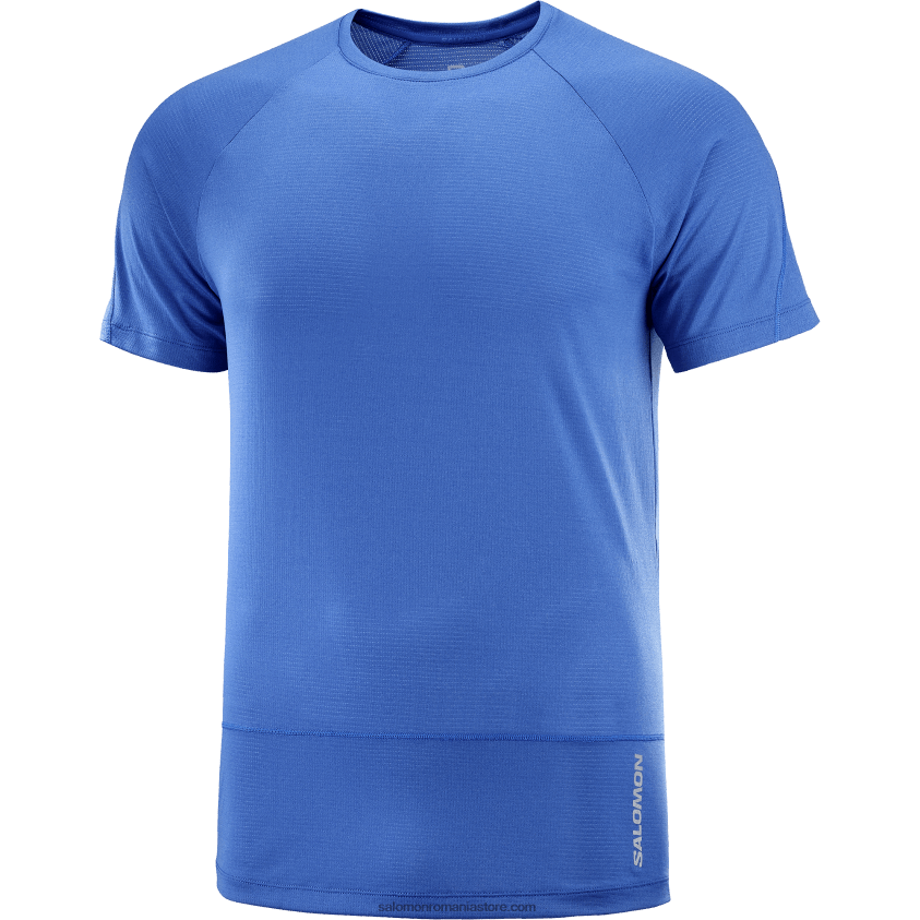 Salomon albastru nautic tricou bărbați cu mânecă scurtă - cross run 6D8X2J240