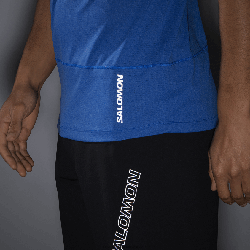 Salomon albastru nautic tricou bărbați cu mânecă scurtă - cross run 6D8X2J240