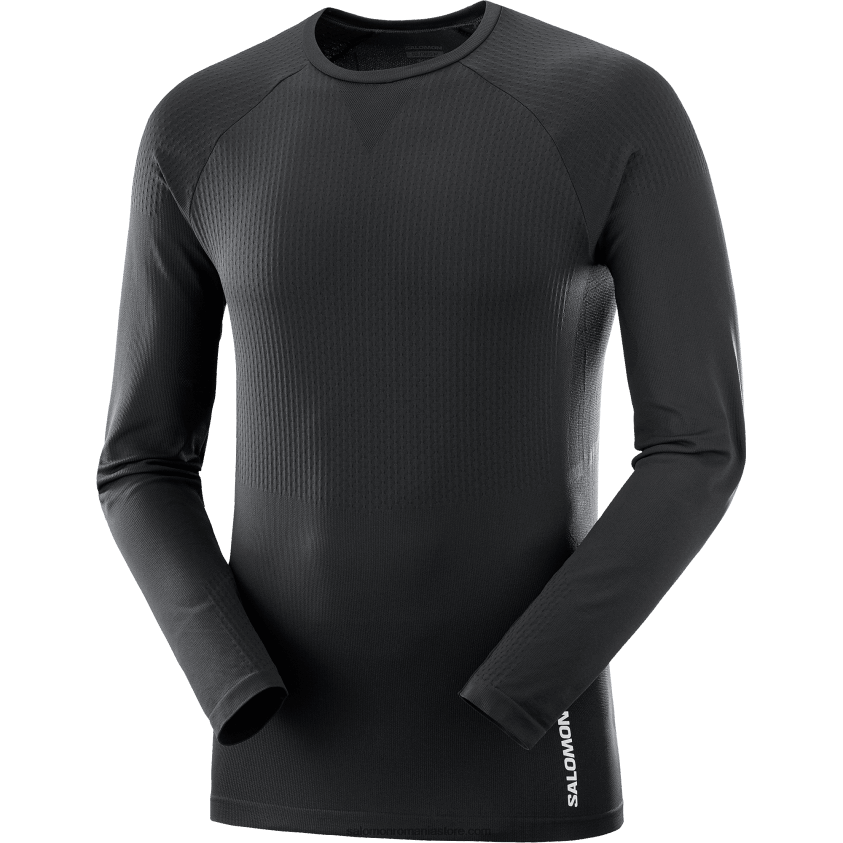 Salomon negru adânc tricou cu mânecă lungă pentru bărbați - sense cusături aero 6D8X2J230