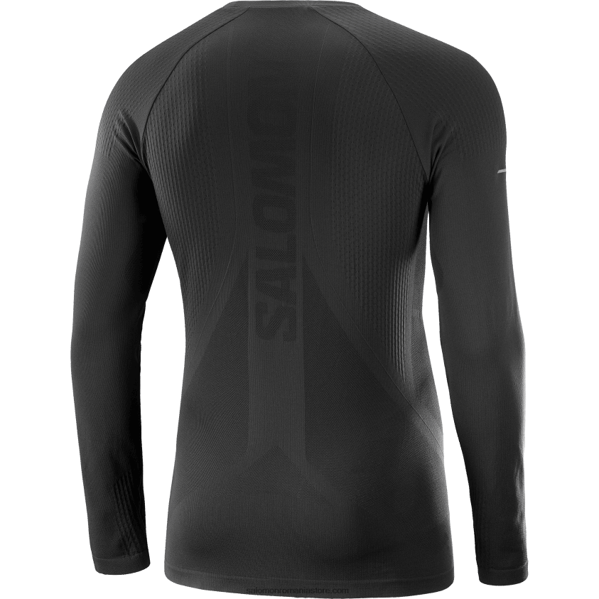 Salomon negru adânc tricou cu mânecă lungă pentru bărbați - sense cusături aero 6D8X2J230