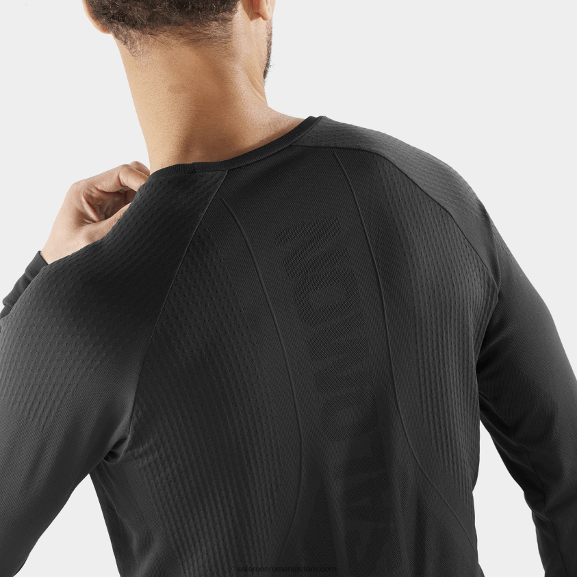 Salomon negru adânc tricou cu mânecă lungă pentru bărbați - sense cusături aero 6D8X2J230