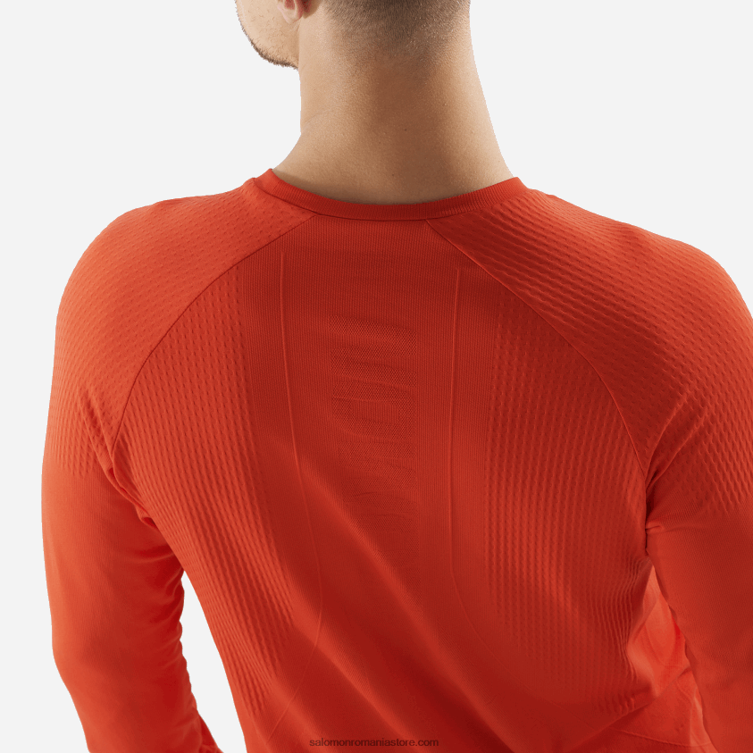 Salomon roșu aprins tricou cu mânecă lungă pentru bărbați - sense cusături aero 6D8X2J231