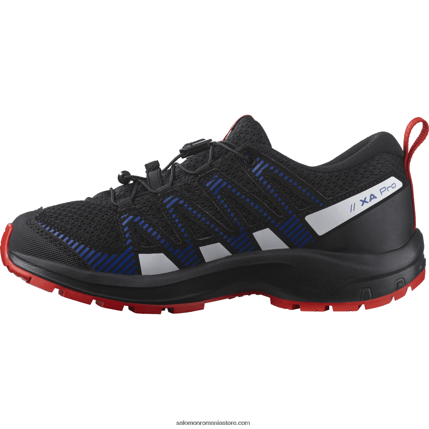 Salomon negru/albastru lapis/rosu aprins junior - pantofi copii - xa pro v8 6D8X2J1356