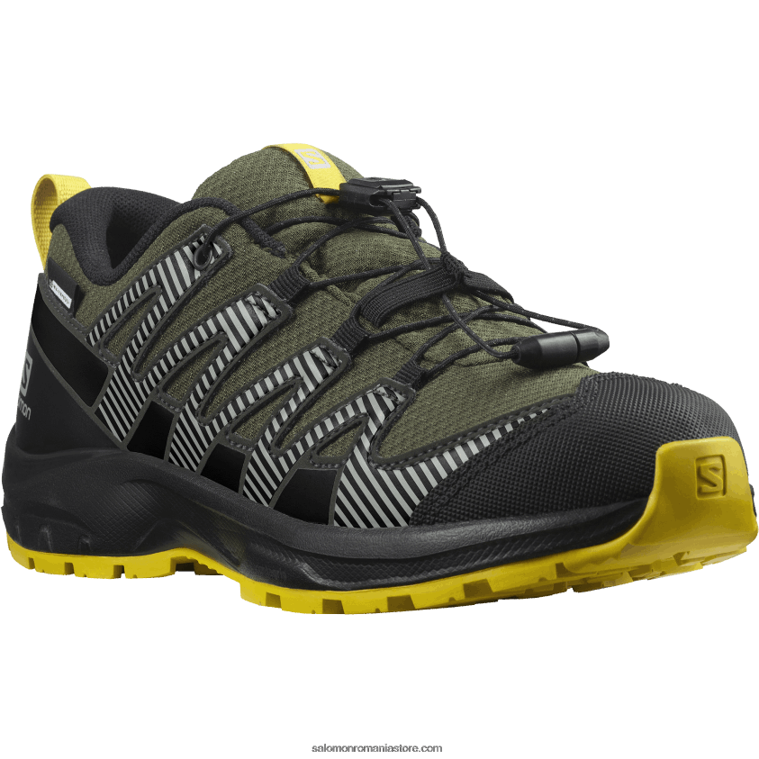 Salomon noapte de măsline/negru/sulf junior - pantofi copii - xa pro v8 clima waterproof 6D8X2J1362