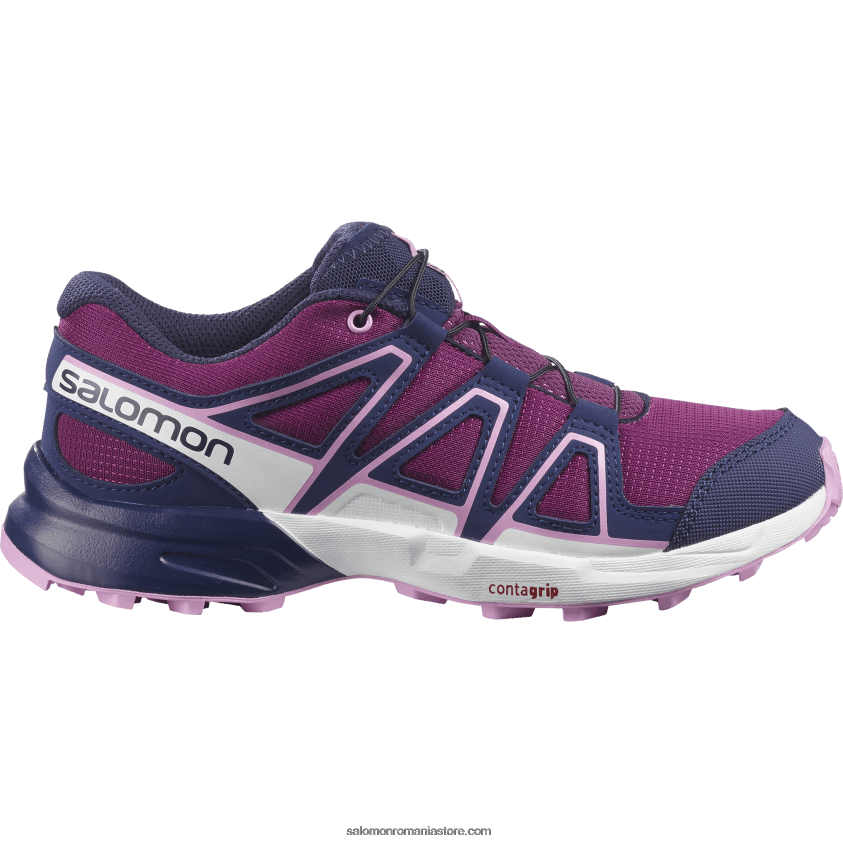 Salomon prune caspia/albastru de seară/orhidee junior - pantofi copii - speedcross 6D8X2J1355