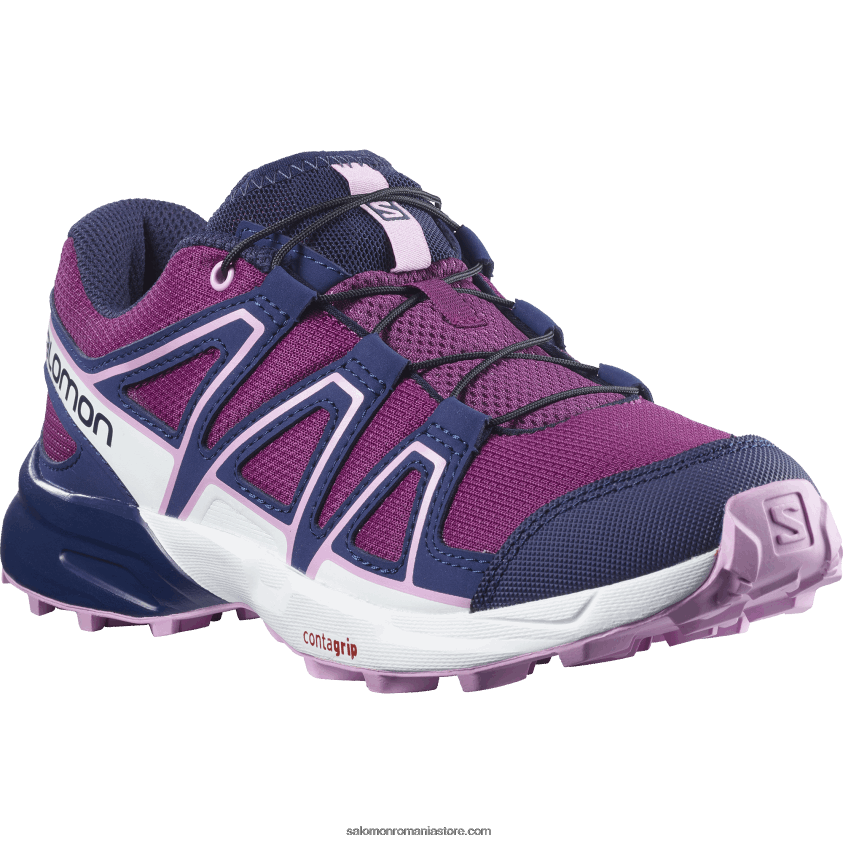 Salomon prune caspia/albastru de seară/orhidee junior - pantofi copii - speedcross 6D8X2J1355