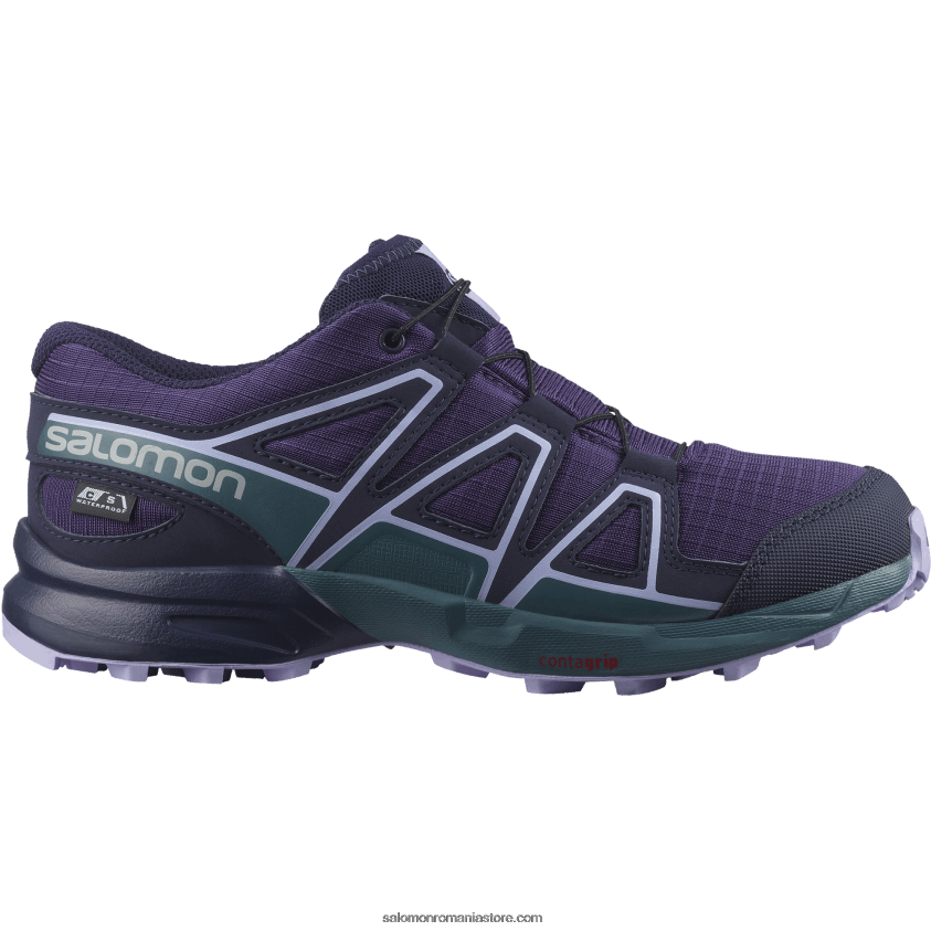 Salomon struguri/mallard albastru/lavandă junior - pantofi copii - speedcross clima waterproof 6D8X2J1345