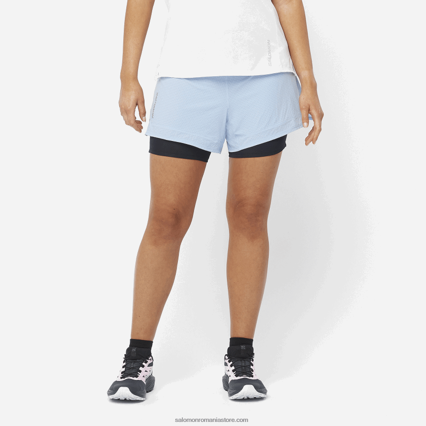 Salomon albastru chambray/negru adânc pantaloni scurți de damă - sense aero 2in1 6D8X2J951