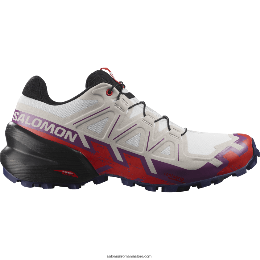 Salomon alb/struguri strălucitori/roșu aprins pantofi de alergare trail damă - speedcross 6 6D8X2J1506