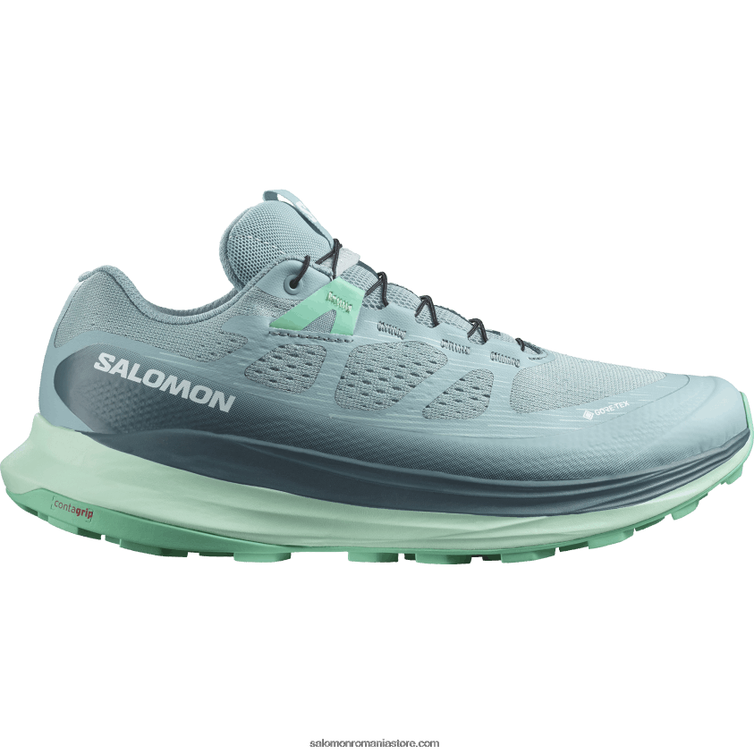 Salomon albastru piatră/yucca/verde biscay pantofi de trail de damă - ultra glide 2 gore-tex 6D8X2J1521