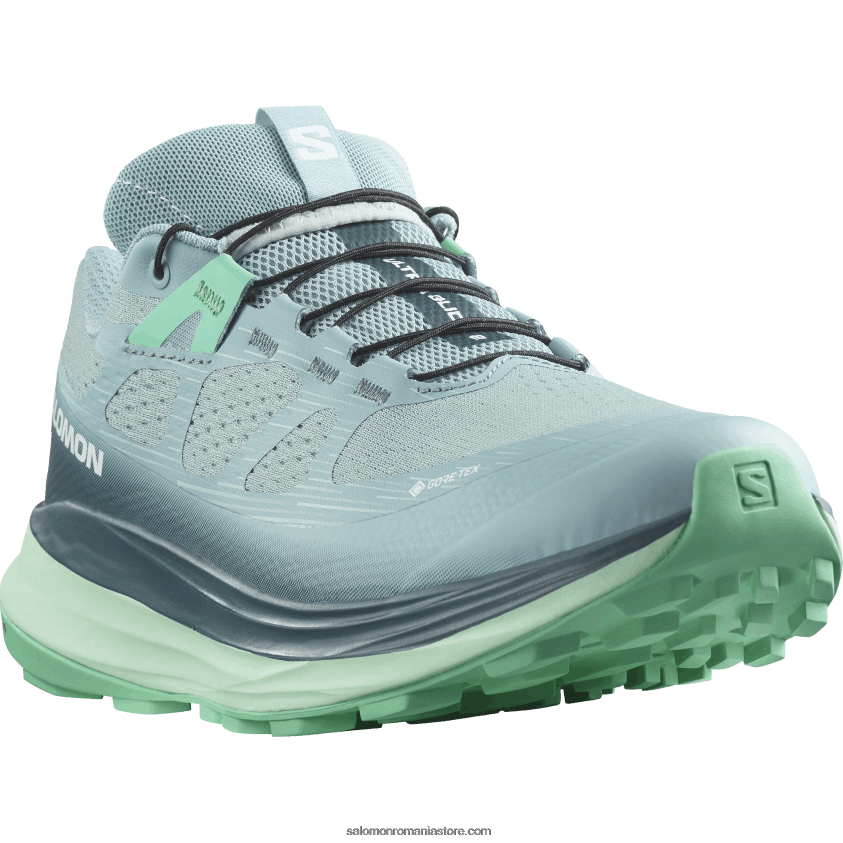 Salomon albastru piatră/yucca/verde biscay pantofi de trail de damă - ultra glide 2 gore-tex 6D8X2J1521