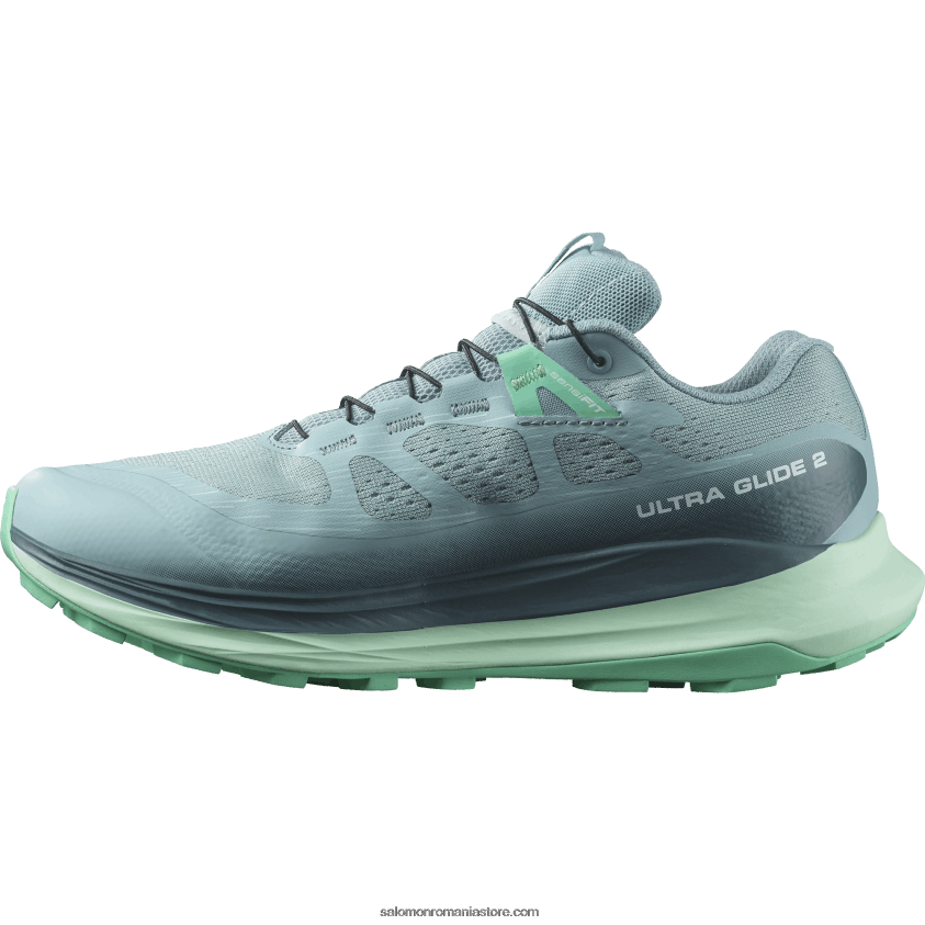 Salomon albastru piatră/yucca/verde biscay pantofi de trail de damă - ultra glide 2 gore-tex 6D8X2J1521