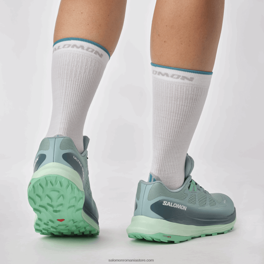 Salomon albastru piatră/yucca/verde biscay pantofi de trail de damă - ultra glide 2 gore-tex 6D8X2J1521
