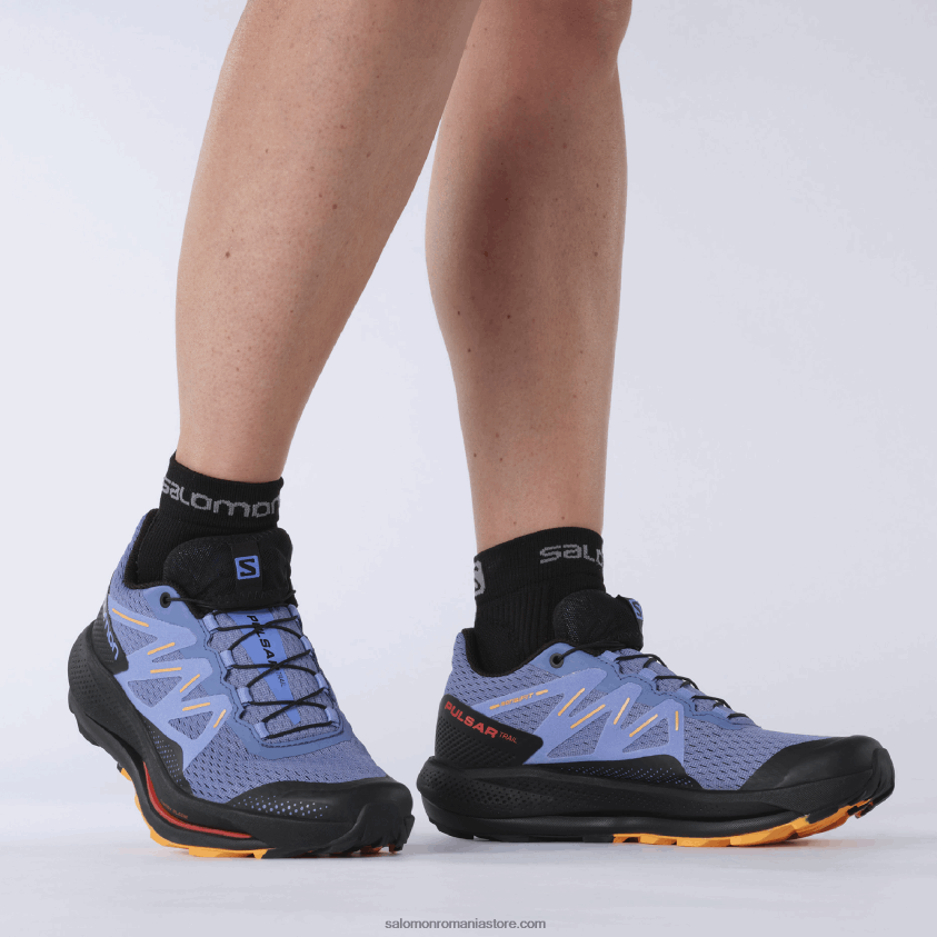 Salomon catifea dimineata/negru/portocaliu aprins pantofi de alergare trail damă - pulsar trail 6D8X2J1510