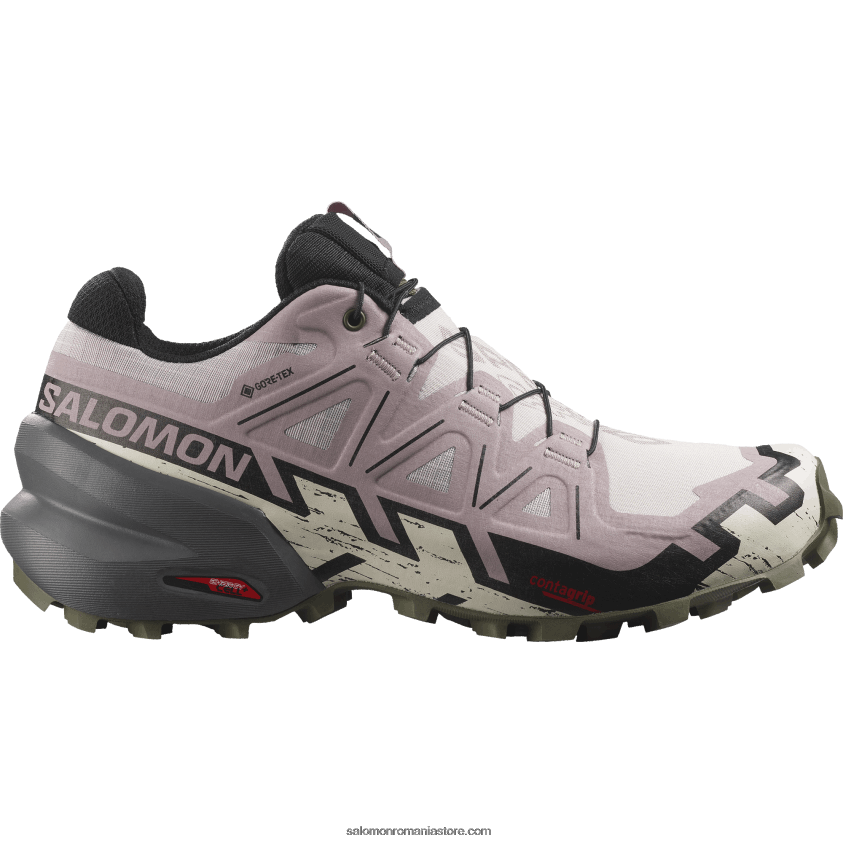 Salomon cenuşă de trandafiri/negru/noapte măsline pantofi de trail de damă - speedcross 6 gore-tex 6D8X2J1515