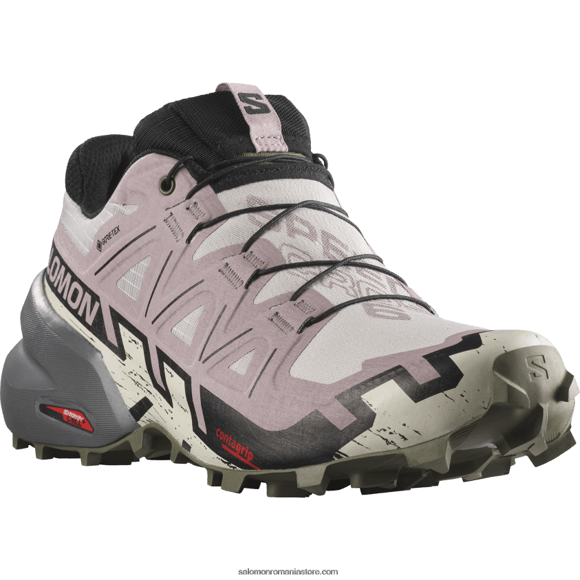 Salomon cenuşă de trandafiri/negru/noapte măsline pantofi de trail de damă - speedcross 6 gore-tex 6D8X2J1515