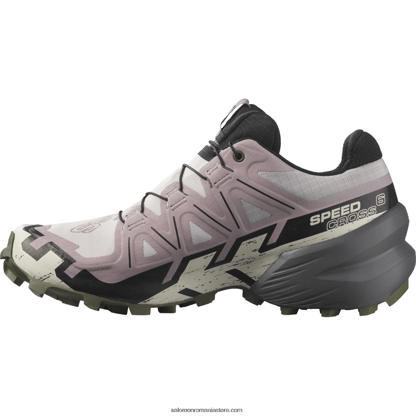 Salomon cenuşă de trandafiri/negru/noapte măsline pantofi de trail de damă - speedcross 6 gore-tex 6D8X2J1515