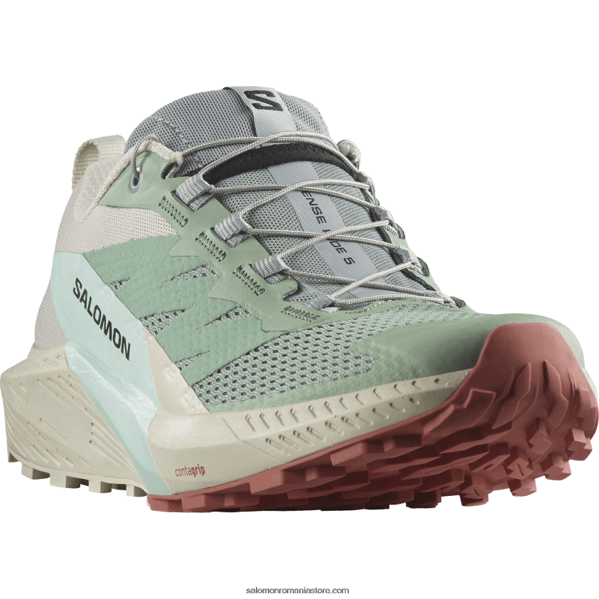 Salomon crin/zi ploioasă/aqua albită pantofi de trail de damă - sense ride 5 6D8X2J1496