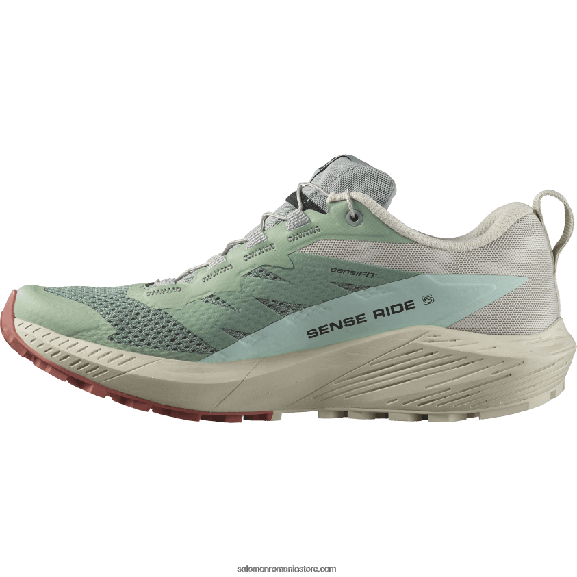 Salomon crin/zi ploioasă/aqua albită pantofi de trail de damă - sense ride 5 6D8X2J1496