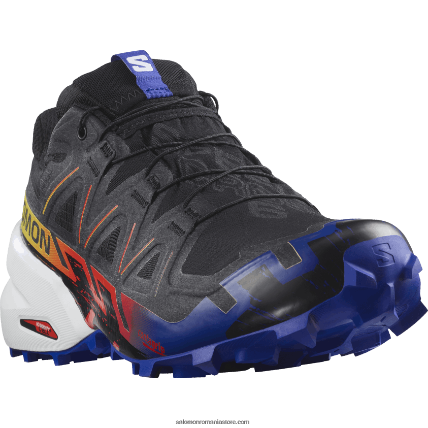 Salomon negru/navigați pe internet/galben de siguranță pantofi de trail de damă - speedcross 6 gore-tex blue fire 6D8X2J1509