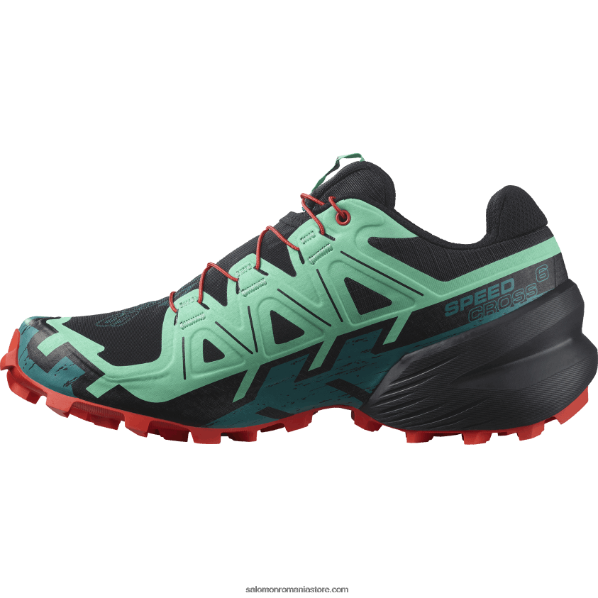 Salomon negru/verde biscay/rosu foc pantofi de alergare trail damă - speedcross 6 6D8X2J1503
