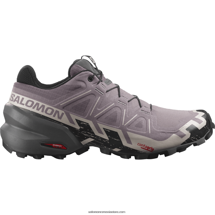 Salomon peisaj lunar/negru/cenusa de trandafiri pantofi de trail de damă - speedcross 6 lățime 6D8X2J1522