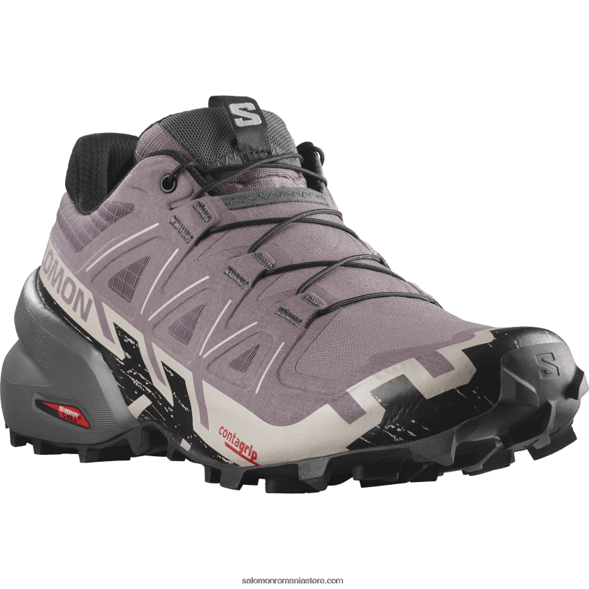 Salomon peisaj lunar/negru/cenusa de trandafiri pantofi de trail de damă - speedcross 6 lățime 6D8X2J1522